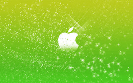 Apple Logo In Green Glitters