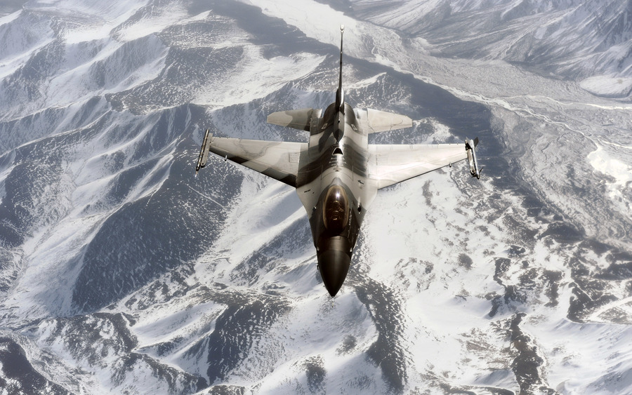 F 16 Aggressor Over The Joint Pacific Alaskan Range