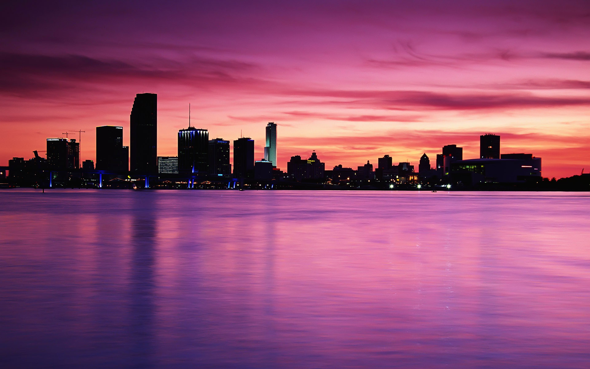 Purple Pink Sunset City