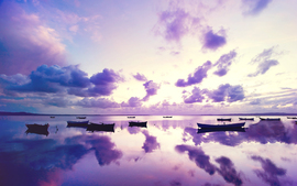 Purple Sunset In Ocean